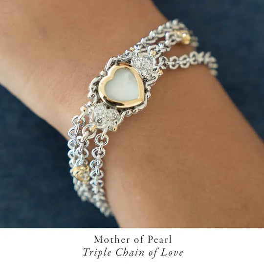 Heart Collection - Mother of Pearl Triple Chain Bracelet John Medeiros Jewelry Collections