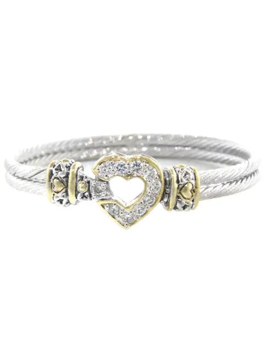 Heart Collection - Pavé Heart Double Wire Bracelet John Medeiros Jewelry Collections