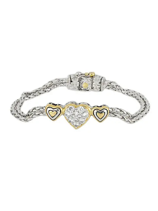 Heart Collection - Three Heart Pavé Center Bracelet John Medeiros Jewelry Collections