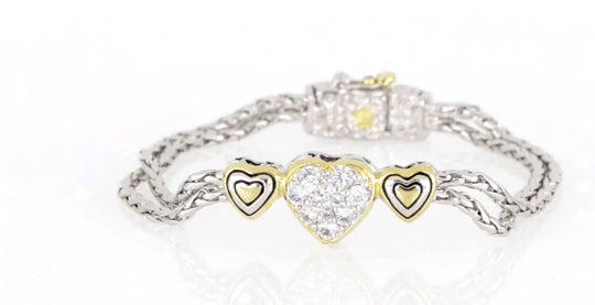 Heart Collection - Three Heart Pavé Center Bracelet John Medeiros Jewelry Collections