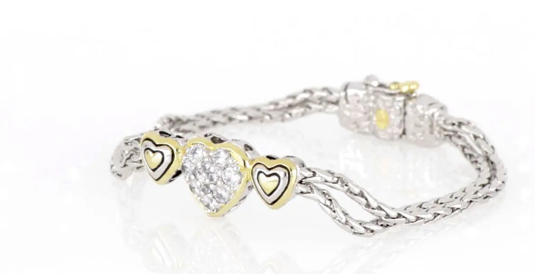 Heart Collection - Three Heart Pavé Center Bracelet John Medeiros Jewelry Collections