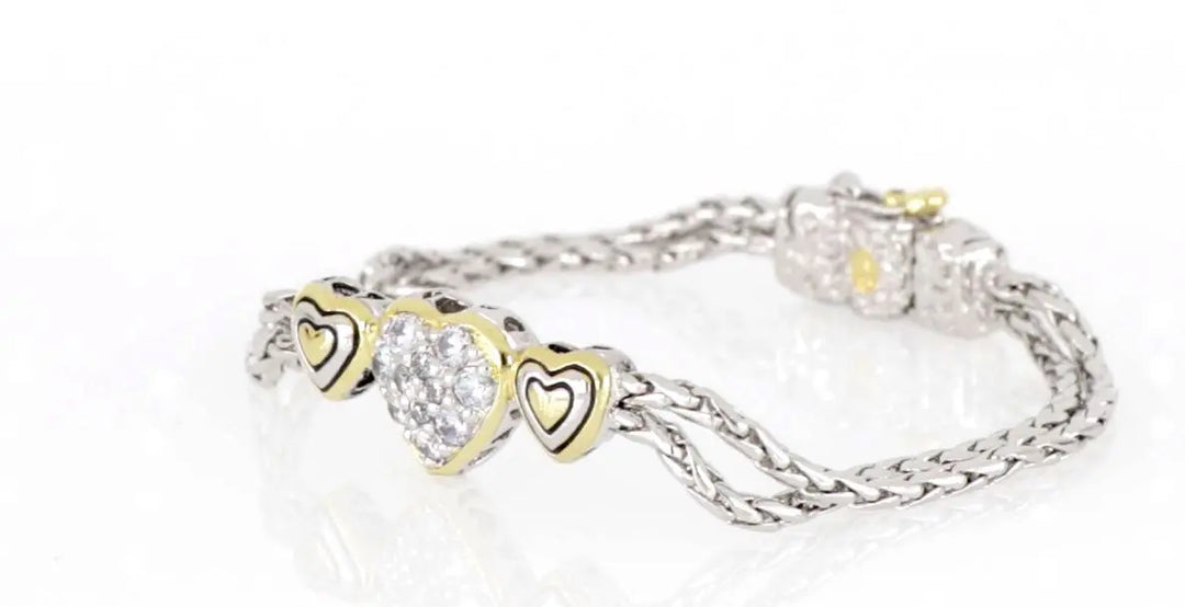 Heart Collection - Three Heart Pavé Center Bracelet John Medeiros Jewelry Collections