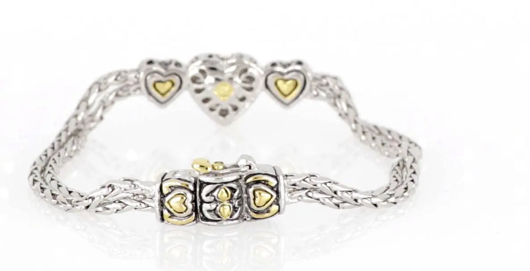 Heart Collection - Three Heart Pavé Center Bracelet John Medeiros Jewelry Collections