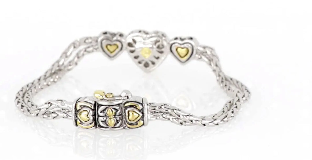 Heart Collection - Three Heart Pavé Center Bracelet John Medeiros Jewelry Collections