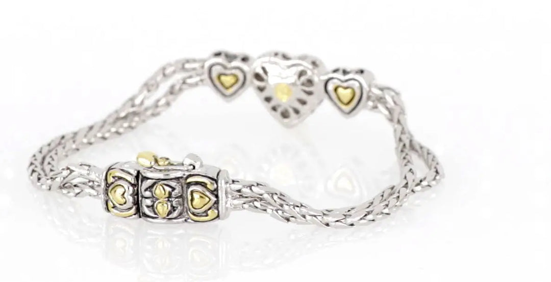 Heart Collection - Three Heart Pavé Center Bracelet John Medeiros Jewelry Collections