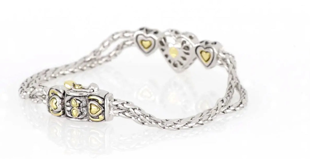 Heart Collection - Three Heart Pavé Center Bracelet John Medeiros Jewelry Collections