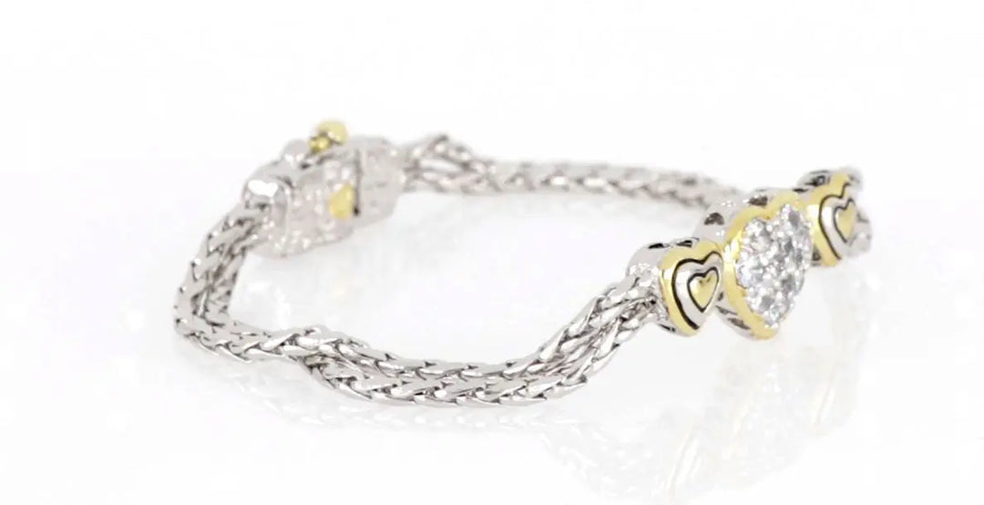 Heart Collection - Three Heart Pavé Center Bracelet John Medeiros Jewelry Collections