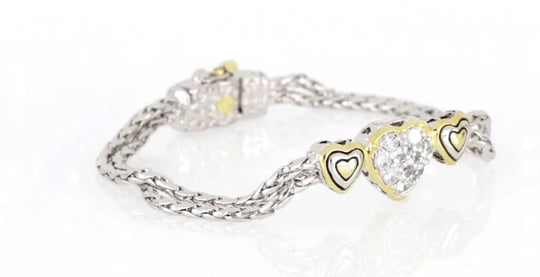 Heart Collection - Three Heart Pavé Center Bracelet John Medeiros Jewelry Collections