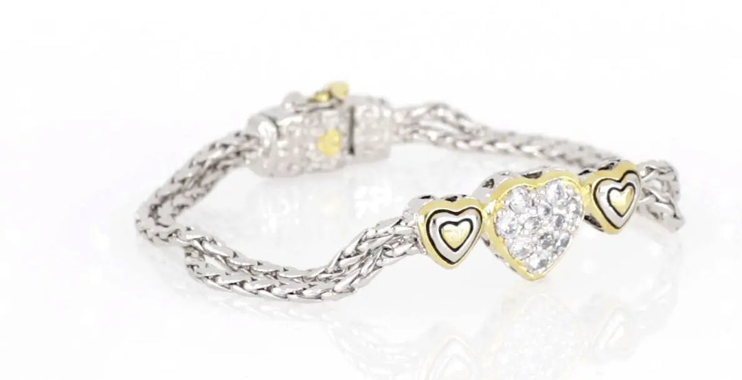 Heart Collection - Three Heart Pavé Center Bracelet John Medeiros Jewelry Collections