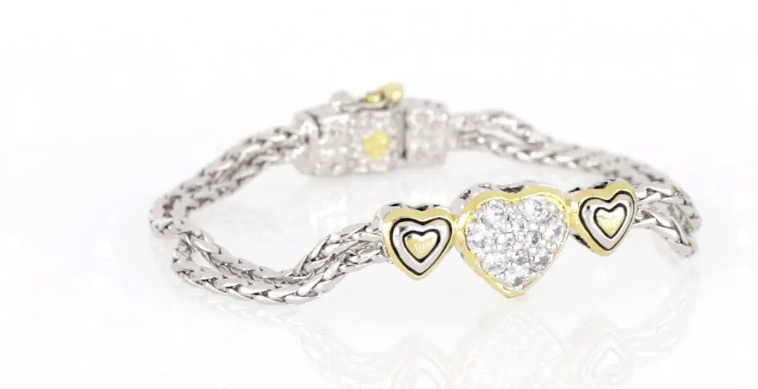 Heart Collection - Three Heart Pavé Center Bracelet John Medeiros Jewelry Collections