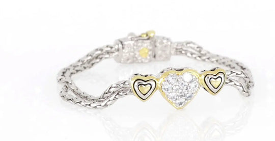 Heart Collection - Three Heart Pavé Center Bracelet John Medeiros Jewelry Collections