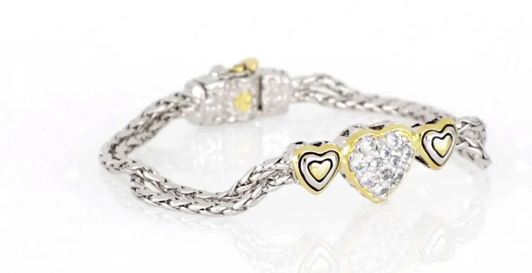 Heart Collection - Three Heart Pavé Center Bracelet John Medeiros Jewelry Collections