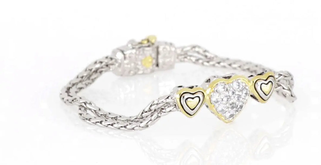 Heart Collection - Three Heart Pavé Center Bracelet John Medeiros Jewelry Collections