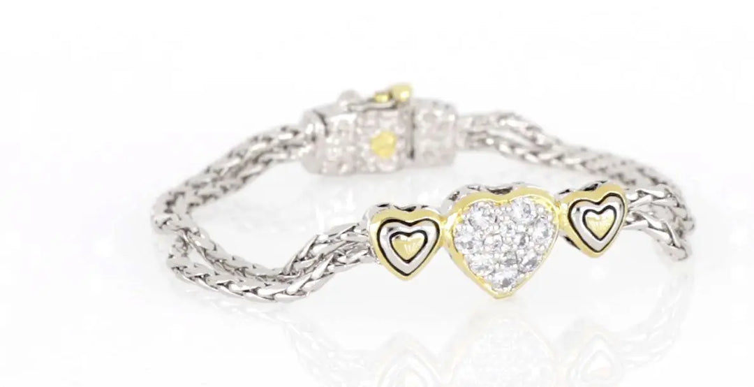 Heart Collection - Three Heart Pavé Center Bracelet John Medeiros Jewelry Collections