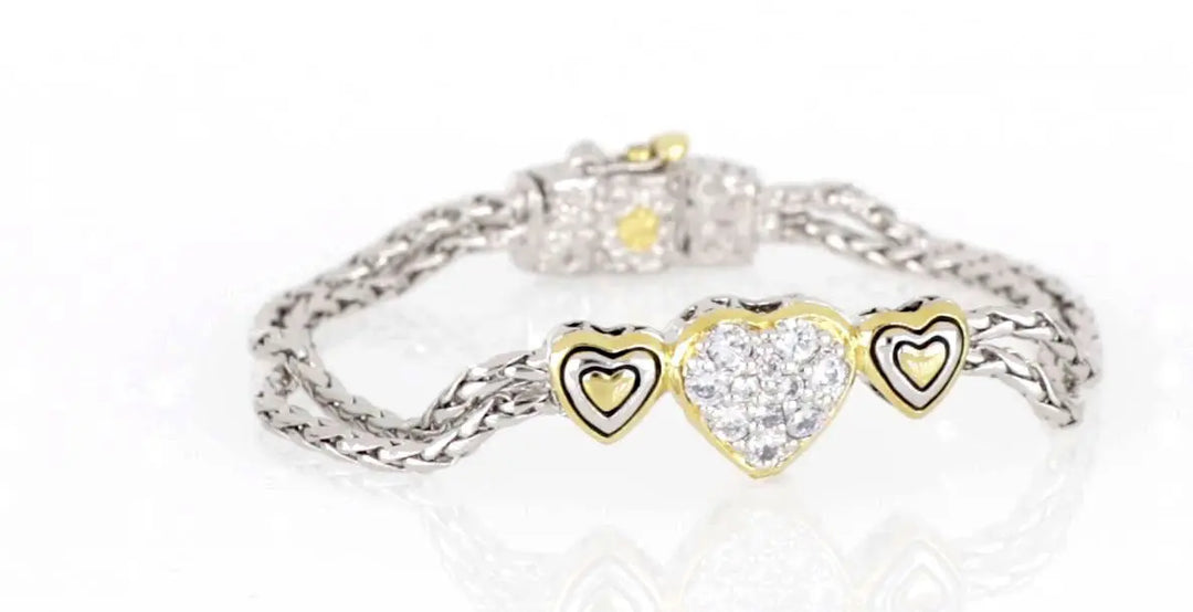 Heart Collection - Three Heart Pavé Center Bracelet John Medeiros Jewelry Collections