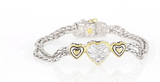 Heart Collection - Three Heart Pavé Center Bracelet John Medeiros Jewelry Collections