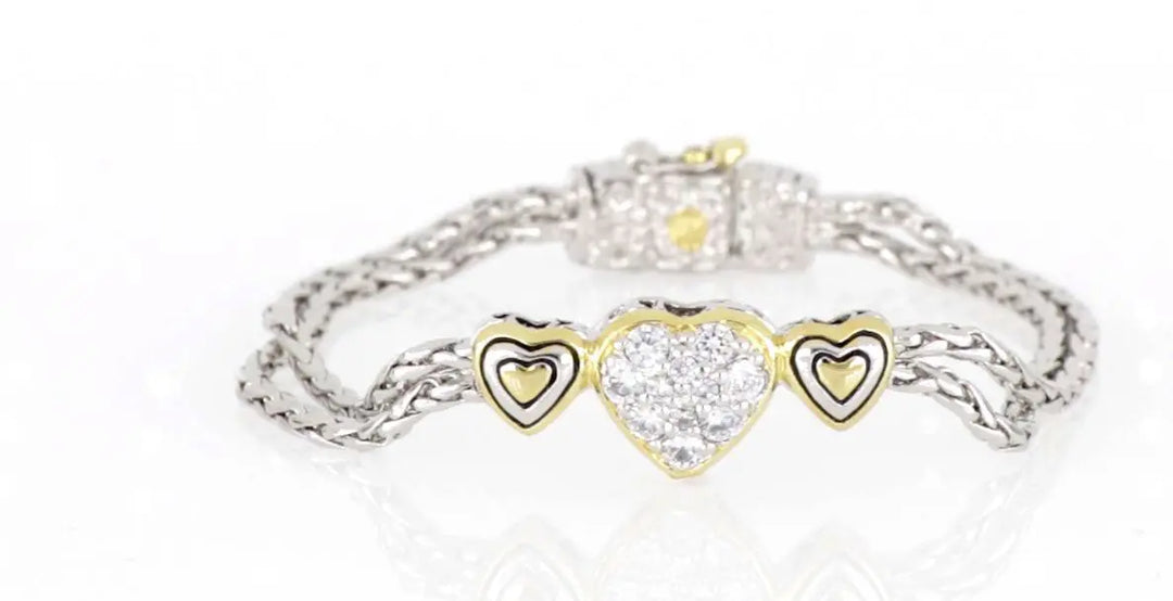 Heart Collection - Three Heart Pavé Center Bracelet John Medeiros Jewelry Collections