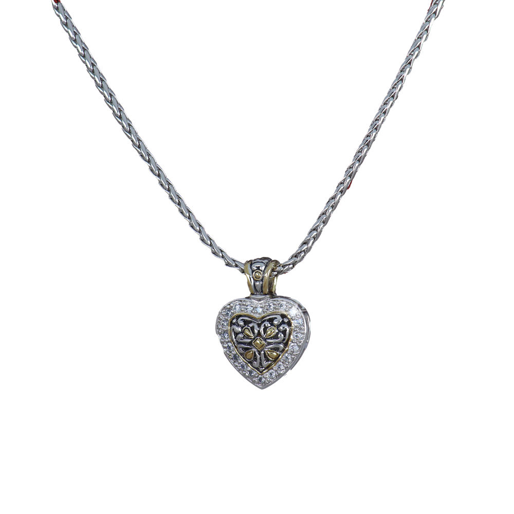 Heart Collection - Reversible Pavé Cubic Zirconia Filigree Necklace John Medeiros Jewelry Collections