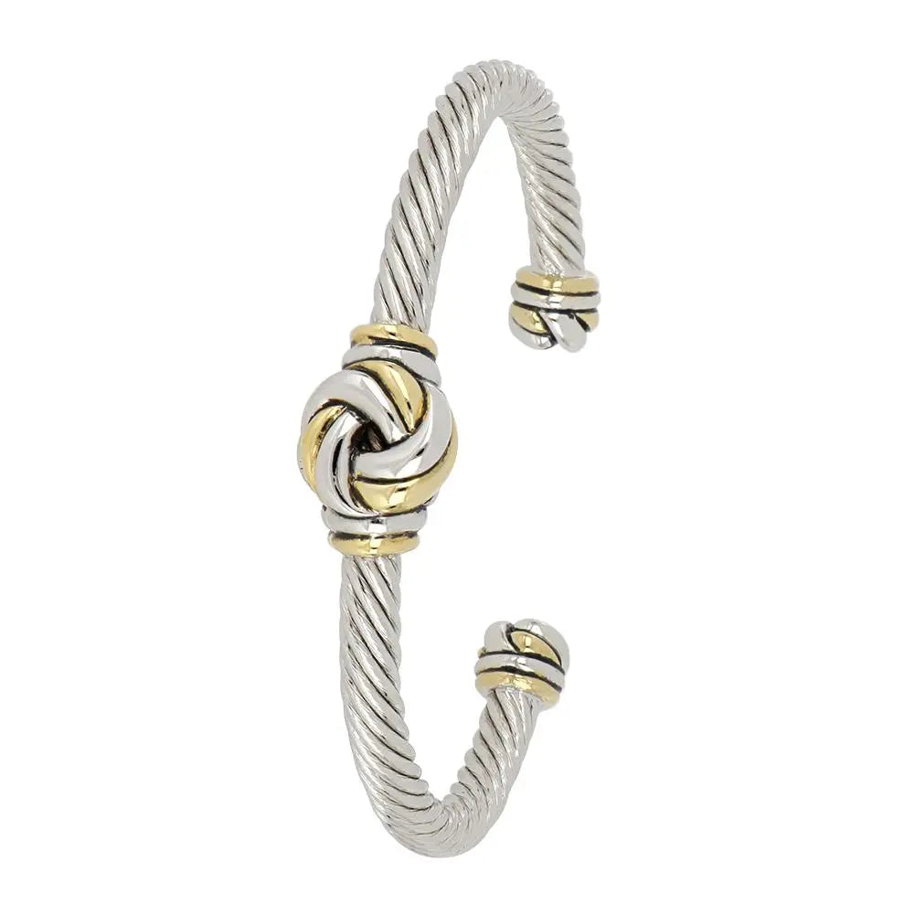 Infinity Love Knot Collection - Two-Tone Center Wire Cuff Bracelet John Medeiros Jewelry Collections