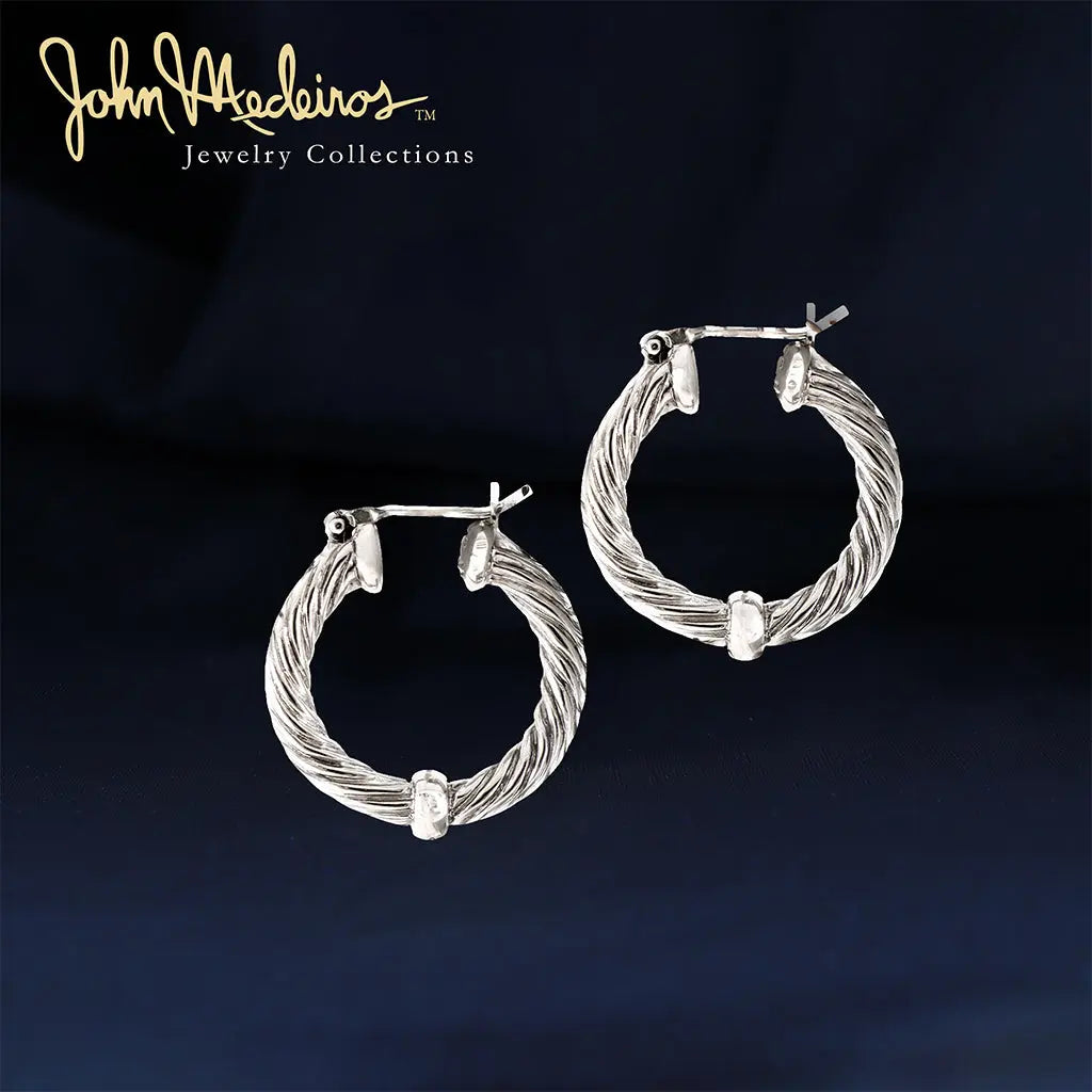 *Last Act* Cordão Rhodium Twisted Hoop Earrings John Medeiros Jewelry Collections