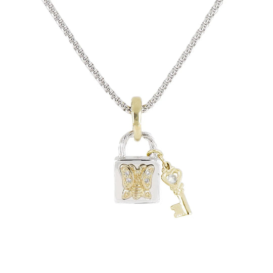 Lock & Key Butterfly “Wings to Fly” Necklace 16-18" Chain John Medeiros Jewelry Collections