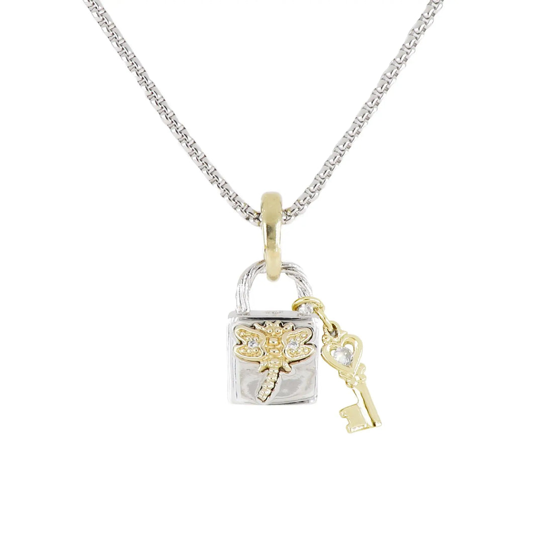 Lock & Key Dragonfly “Pure Spirit” Necklace 16-18" Chain John Medeiros Jewelry Collections