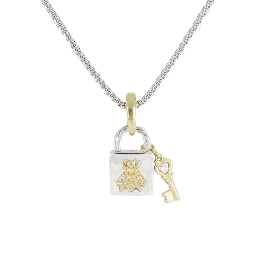 Lock & Key “Queen Bee" Necklace 16-18" Chain John Medeiros Jewelry Collections