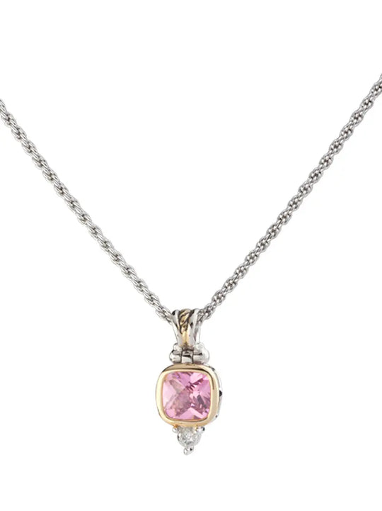 Nouveau Collection - Square Cubic Zirconia Pendant with Chain John Medeiros Jewelry Collections