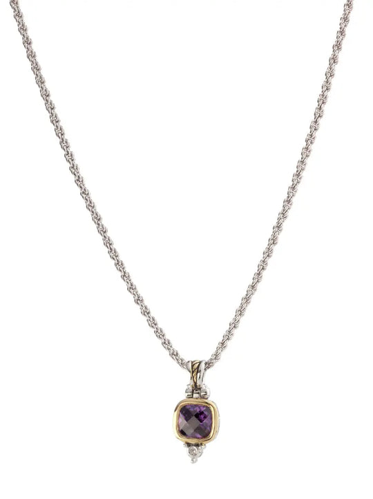 Nouveau Collection - Square Cubic Zirconia Pendant with Chain John Medeiros Jewelry Collections