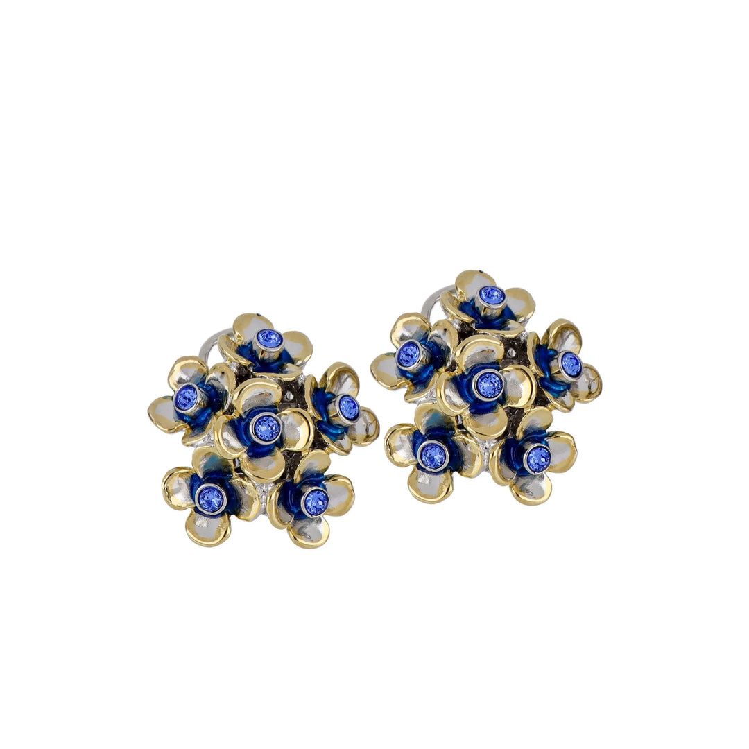 Novelão Collection Single Flower Omega Clip Two-Tone Earrings John Medeiros Jewelry Collections