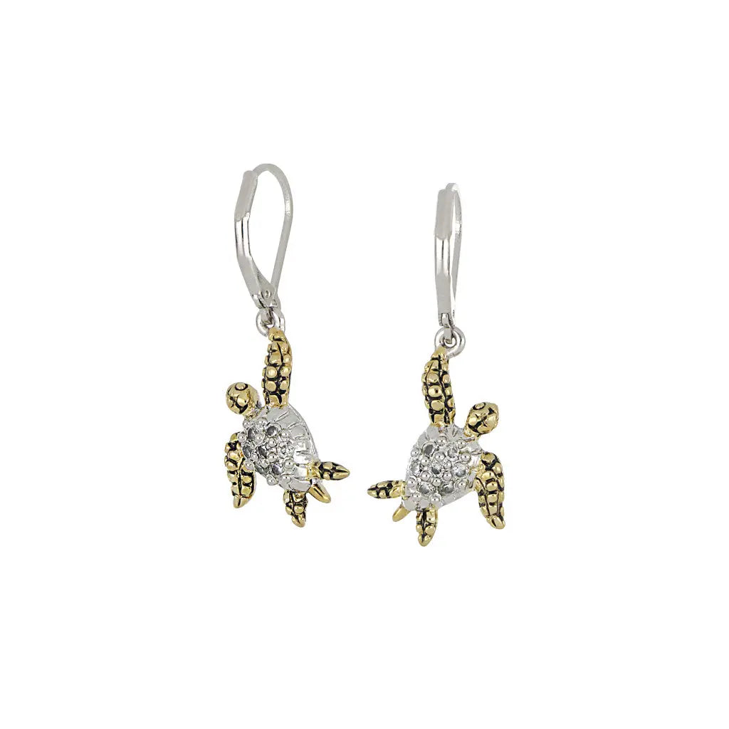 Ocean Images Collection - Pavé and Gold Small Turtle French Wire Earrings John Medeiros Jewelry Collections