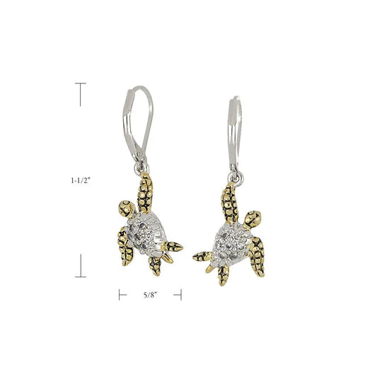 Ocean Images Collection - Pavé and Gold Small Turtle French Wire Earrings John Medeiros Jewelry Collections