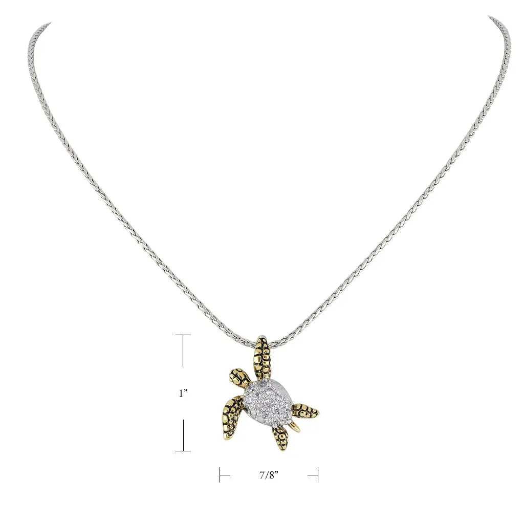 Ocean Images Collection - Pavé and Gold Small Turtle Pendant Necklace John Medeiros Jewelry Collections