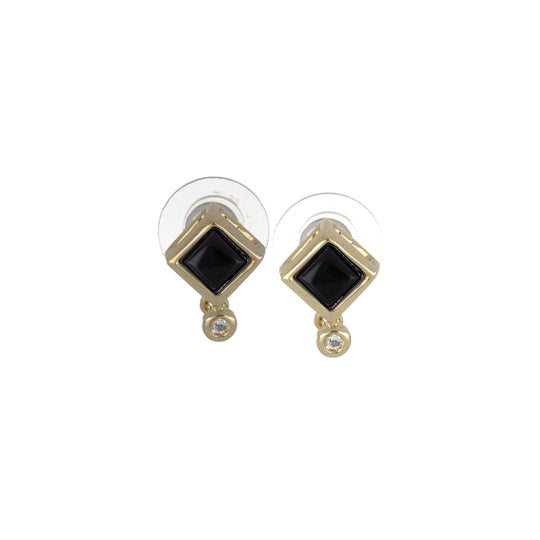 Opalas do Mar/Black Onyx Collection - Single Diamond Shaped Stone with CZ Post Earrings John Medeiros Jewelry Collections