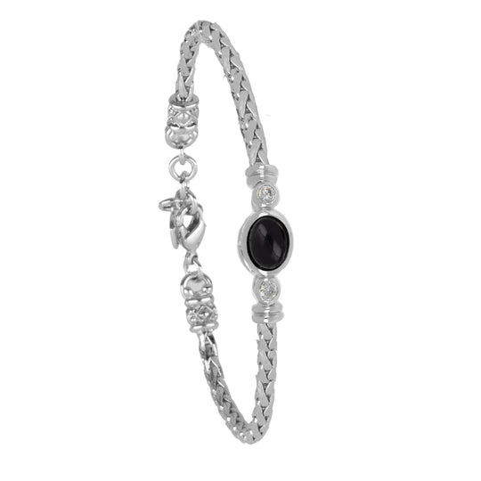 Opalas do Mar/Black Onyx Collection - Single Strand Oval Stone CZ Bracelet John Medeiros Jewelry Collections