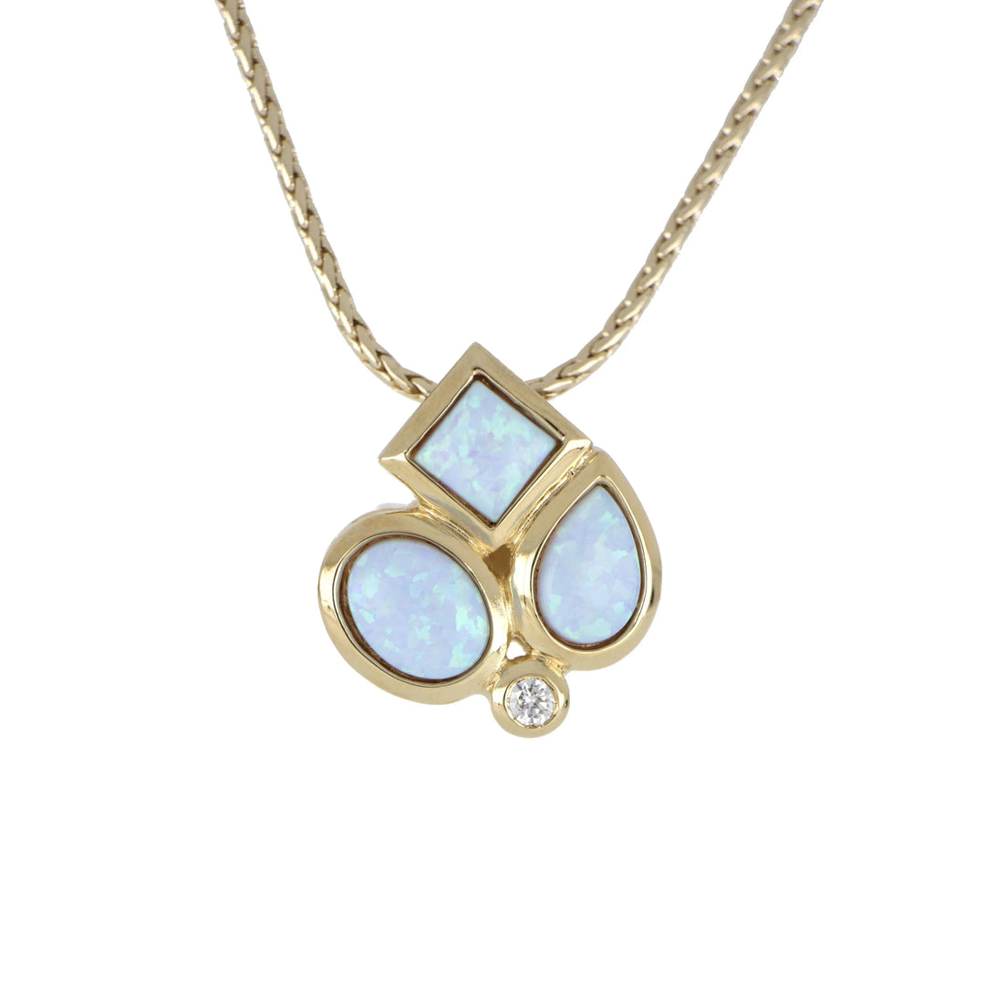 Opalas do Mar Collection - 3 Large Blue Opal Pendant with CZ on Chain John Medeiros Jewelry Collections