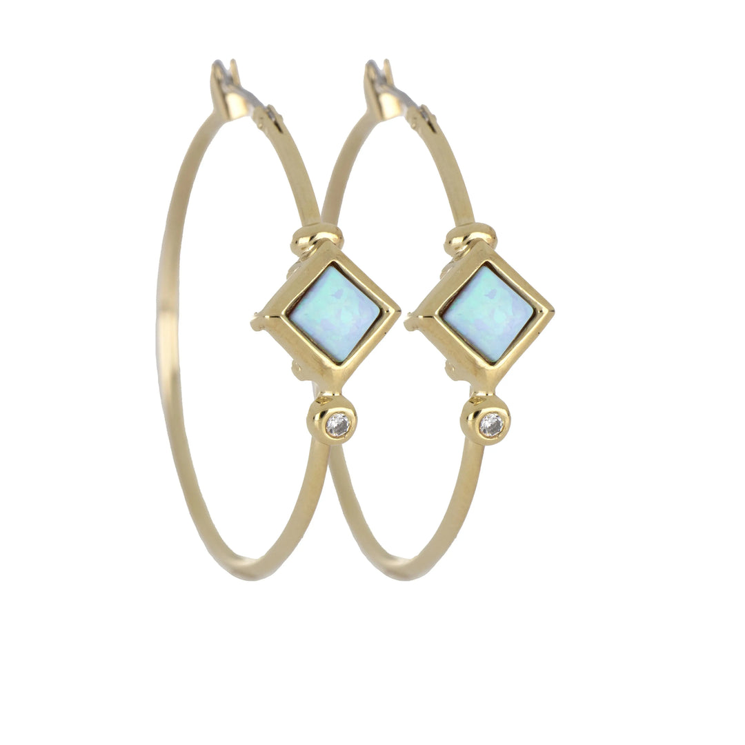 Opalas do Mar Collection - Blue Diamond Opal Hoop Earrings John Medeiros Jewelry Collections