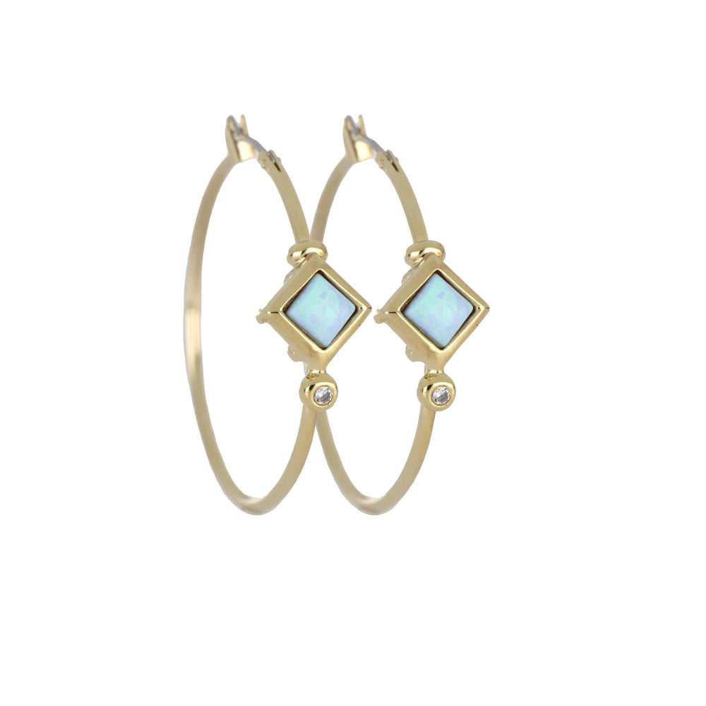 Opalas do Mar Collection - Blue Diamond Opal Hoop Earrings John Medeiros Jewelry Collections