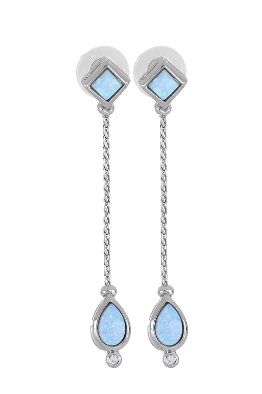 Opalas do Mar Collection - Blue Opal Dangle 1” Post Earrings John Medeiros Jewelry Collections