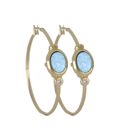 Opalas do Mar Collection - Blue Opal Oval Hoop Earrings John Medeiros Jewelry Collections