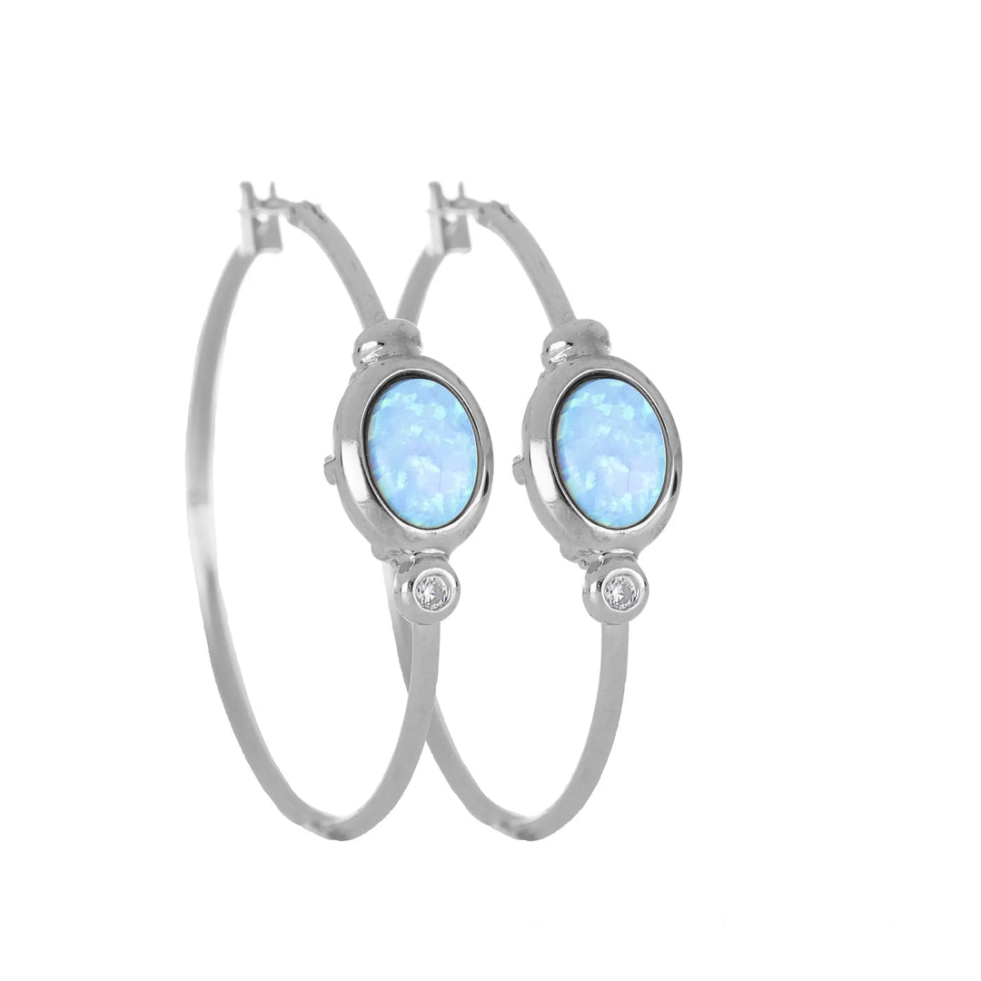 Opalas do Mar Collection - Blue Opal Oval Hoop Earrings John Medeiros Jewelry Collections