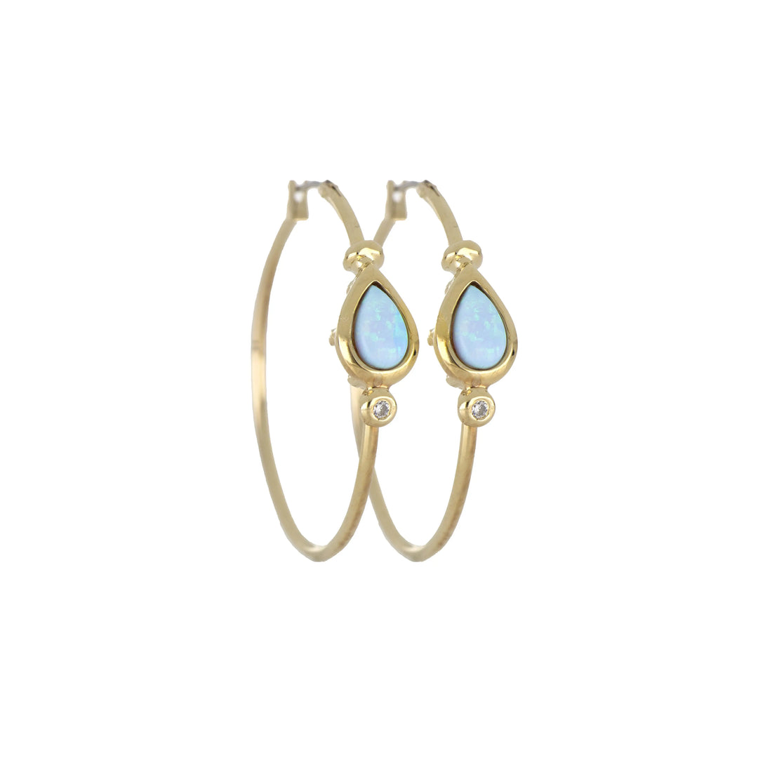 Opalas do Mar Collection - Blue Opal Pear Hoop Earring John Medeiros Jewelry Collections