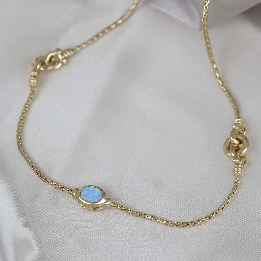 Opalas do Mar Collection - Blue Opal Three Station Gold 16-18” Necklace John Medeiros Jewelry Collections