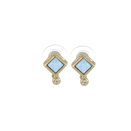 Opalas do Mar Collection - Single Blue Diamond Opal with CZ Post Earrings John Medeiros Jewelry Collections