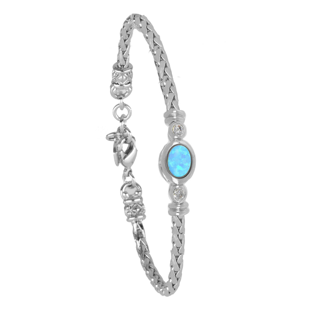 Opalas do Mar Collection - Single Strand Blue Oval Opal CZ Bracelet John Medeiros Jewelry Collections