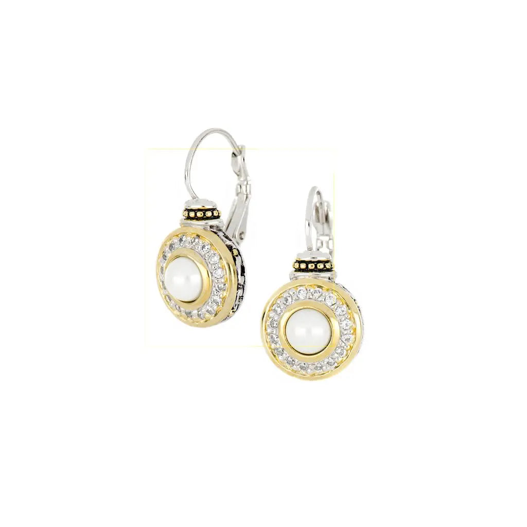 Pérola Collection - Pavé & White Seashell Pearl French Wire Earrings John Medeiros Jewelry Collections