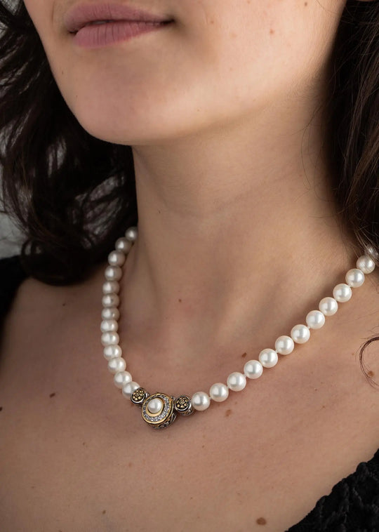 Pérola Collection - Pavé & White Seashell Pearl Strand Necklace John Medeiros Jewelry Collections