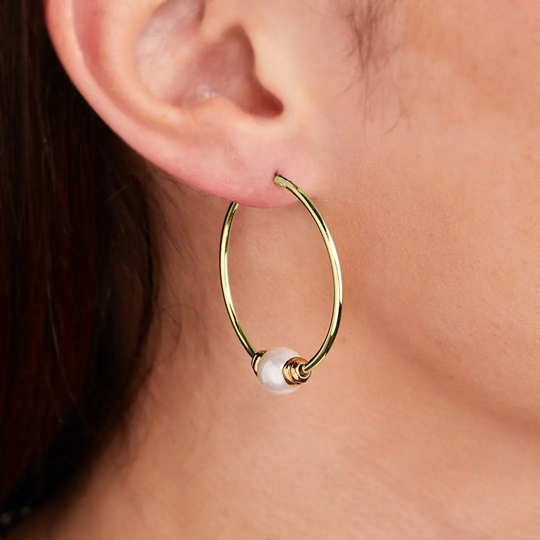 Pérola Collection - Pearl Large Hoop Earrings John Medeiros Jewelry Collections