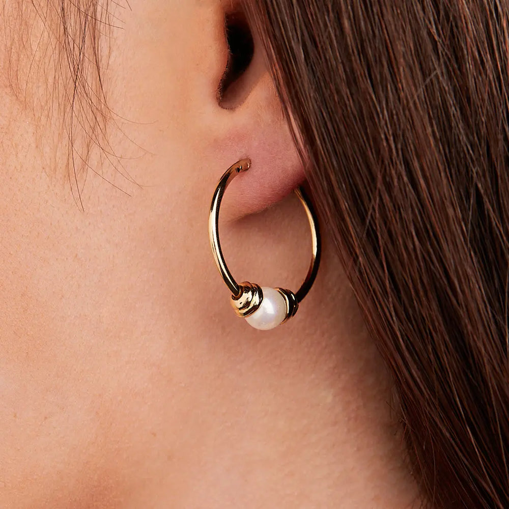 Pérola Collection - Pearl Small Hoop Earrings John Medeiros Jewelry Collections