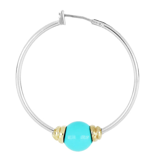 Pérola Collection - Turquoise Large Hoop Two-Tone Earrings John Medeiros Jewelry Collections